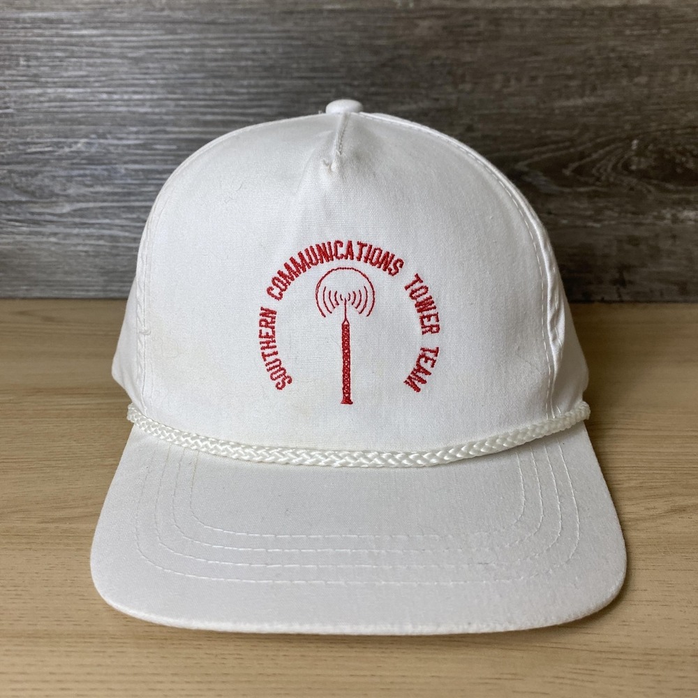 Vintage Southern Communications Hat Snap Back White Red Embroidered Tower Team